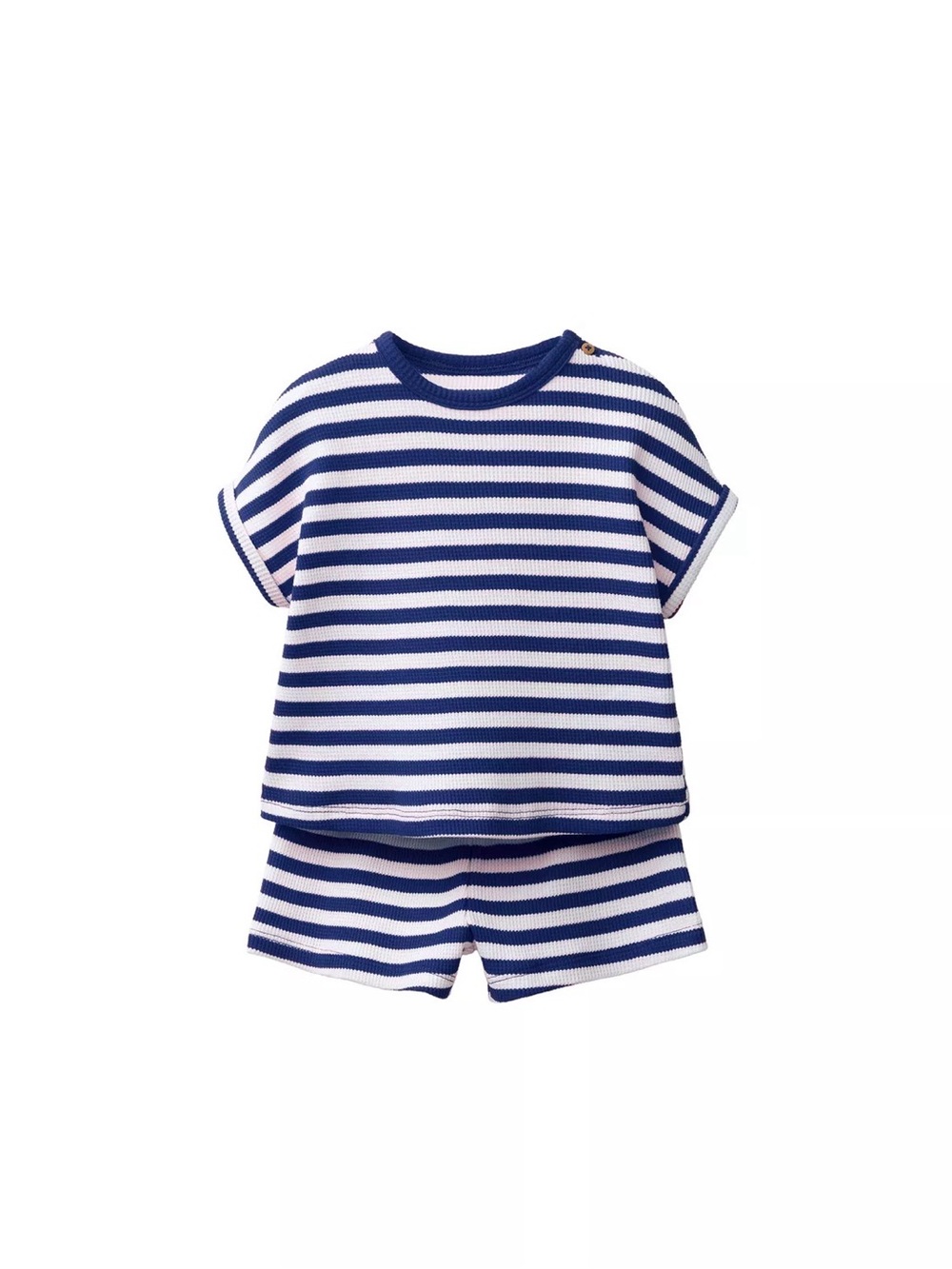 Zara Blue & White Striped Kids Knit Top and Shorts Set